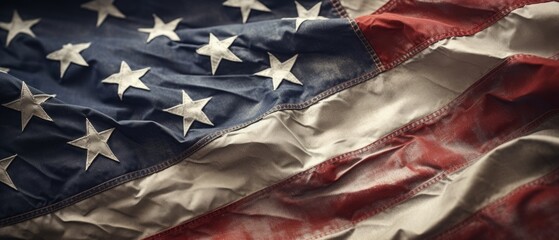 Worn and patriotic USA flag. Patriotism and national pride. Generative AI
