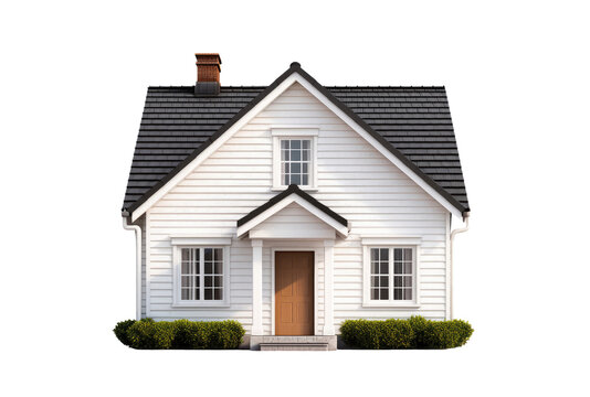 House isolated on white background, front view, Generative AI