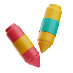 kindergarten crayon illustration 3d