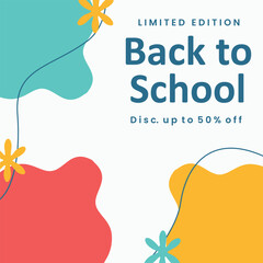 Limited edition back to school. Post template. Social media poster. Vector design illustration.
