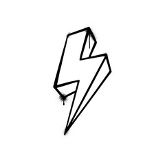 Urban style graffiti lightning  thunderboltsprayed with leak and splashes. Vector hand drawn textured illustration on white background for banner, decoration, tatoo, street art, halloween eps 10