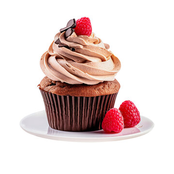 chocolate cupcake with strawberry png images _ food images _ fast food images _ pastry images _ chocolate cupcake with strawberry in isolated white background 