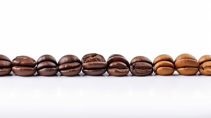 Panoramic of Coffee beans border isolated on white background free space. Generative ai