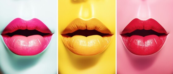 Pop art lips. Bright colors. Generative AI