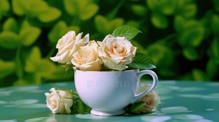 Obraz na płótnie Canvas flower vase in cup color background. generative AI