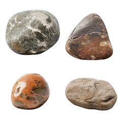 set of stones isolated on transparent background cutout