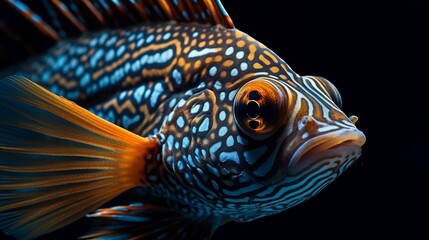 Macro photo of a beautiful fish,  Generative AI