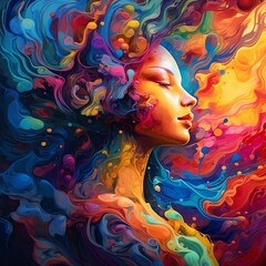 portrait art of a woman with hair, Generative AI