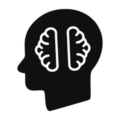 Human brain icon in line style. For your design, logo. Vector illustration.