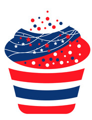Cup Cake with USA Flag with , Happy 4th of July USA Flag Png Clipart,on transparent background PNG