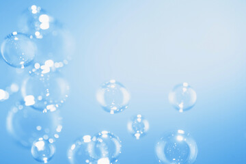 Beautiful Transparent Shiny Soap Bubbles Floating in The Air. Soap Sud Bubbles Water. Abstract Background