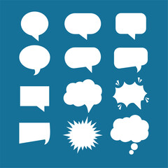 Obraz premium Collection of speaking bubble text, chatting box, and retro comic bubble text