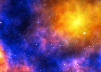 Fototapeta na wymiar Colorful space galaxy cloud nebula. Starry night cosmos. Universe science astronomy. Supernova background wallpaper created with generative ai technology