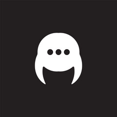 cartoon monster chat logo design illustration.