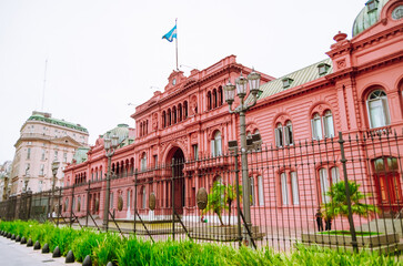 Fototapeta na wymiar The Pink House Casa Rosada also known as Government House Casa de Gobierno
