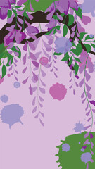 Background, phone wallpaper, curtains, wisteria flowers, tree branch