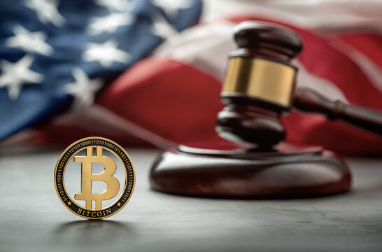 Bitcoin vs american government concept with copy space