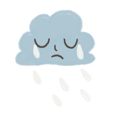 sad cloud and rainy isolated on white