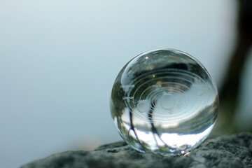 Nature photography of crystal ball with solar system in it, space, future environment and ESG concept © algorithm