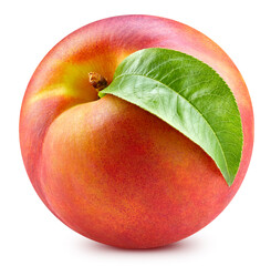 Peach with leaf isolated