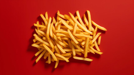 Fototapeta premium Delicious french fries on a red background 