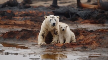 Polar bear survival in Arctic - pollution problems. Generative AI