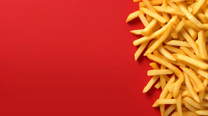 Fototapeta premium Delicious french fries on a red background 