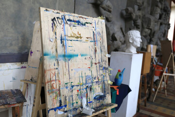 Details of painted easel