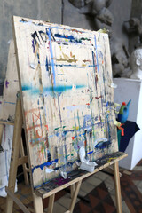 View of painted easel