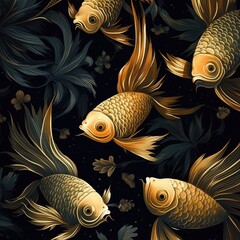 Golden fish on a dark background