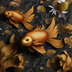 Golden fish on a dark background