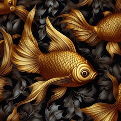 Golden fish on a dark background