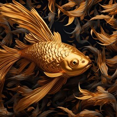 Golden fish on a dark background