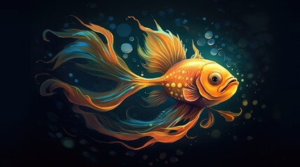 A gilded fish on a dark background