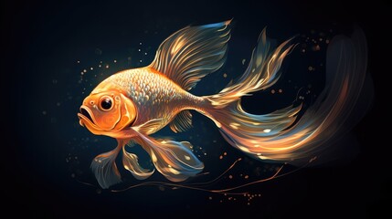 A gilded fish on a dark background