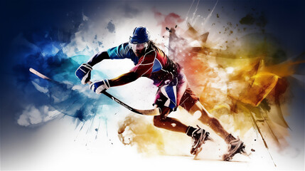 Ice Hockey Players in a dynamic Illustration. Ideal for Banner, Background, Wallpaper for sports.