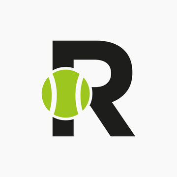 Tennis Logo On Letter R Concept. Tennis Sports Logotype Symbol Vector Template