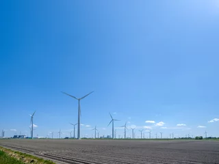 Foto op Plexiglas Wind turbines at the Eemshaven in Groningen    Windturbines bij de Eemshaven in Groningen © Holland-PhotostockNL