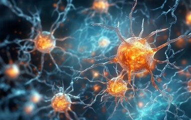 Neurons in the human brain. In the human brain, the transmission of information between neurons occurs through synapses, forming the neural network structure.   Generative AI