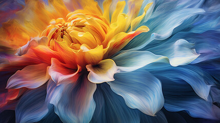 "Step into a realm of vibrant colors and surreal beauty with this close-up shot of a blooming flower. Each petal is a brushstroke of nature's artistry." Generative AI