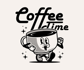 cartoon character of coffee Graphic Design for T shirt Street Wear and Urban Style