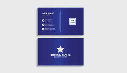 Blue modern creative business card In Horizontal layout.