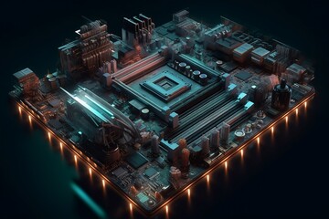 Fototapeta premium Close-up on the board with the processor. 