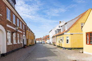 Fototapeta na wymiar Wanderlust in street Ribe city, , Ribe is a town in Esbjerg municipality in Region Southern Denmark 