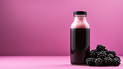 Refreshing Blackberries smoothie, isolated on vivid background, generative AI