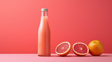 Refreshing Grapefruit smoothie, isolated on pink background, generative AI