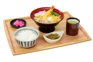 【PNG透過】海老天うどんと白ご飯セット