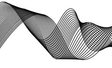 black and white background with Creative line art, Curved smooth design. VectorAbstract wave element for design Stylized line art.