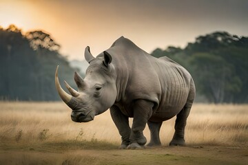 rhino at sunset generated AI