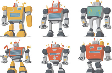 robot, toy, retro, cartoon, vector, isolated
